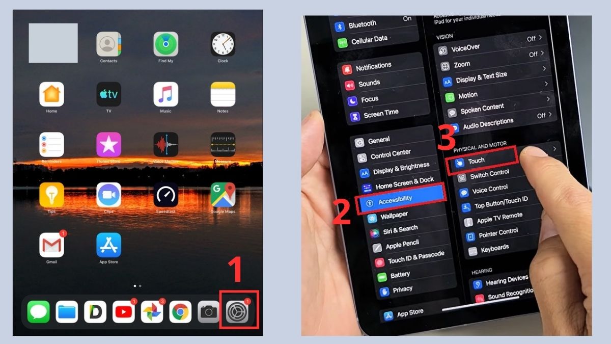 Sử dụng nút Home ảo AssistiveTouch và Cài đặt