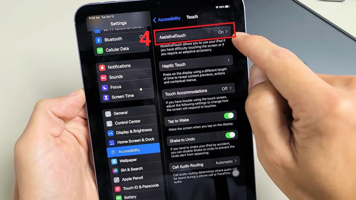Sử dụng nút Home ảo AssistiveTouch và Cài đặt
