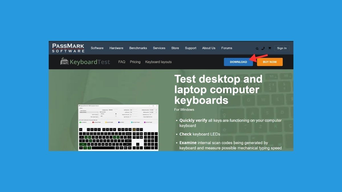 Cách kiểm tra bàn phím laptop bằng phần mềm PassMark KeyboardTest