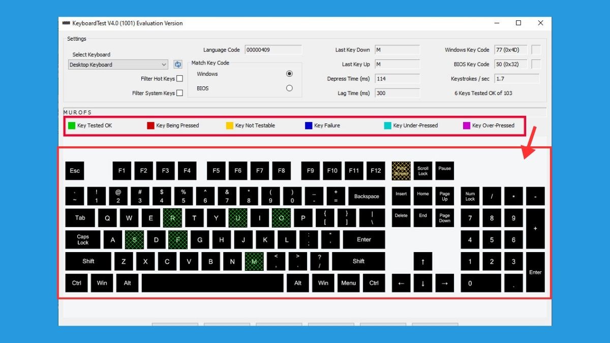 Cách kiểm tra bàn phím laptop bằng phần mềm PassMark KeyboardTest