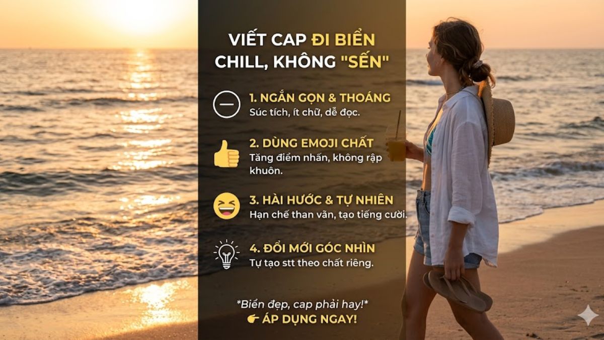 Cách viết caption đi biển không sến