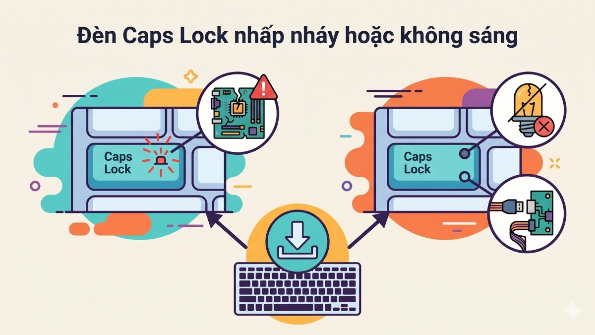 Đèn Caps Lock nhấp nháy hoặc không sáng