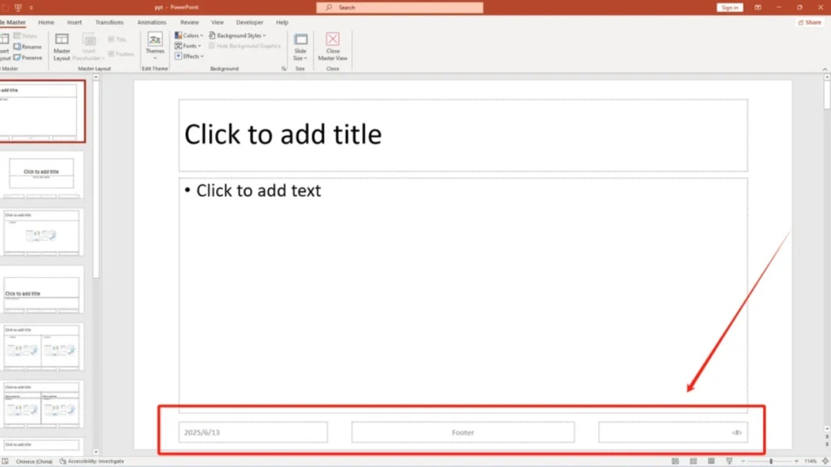 Định nghĩa footer trong PowerPoint