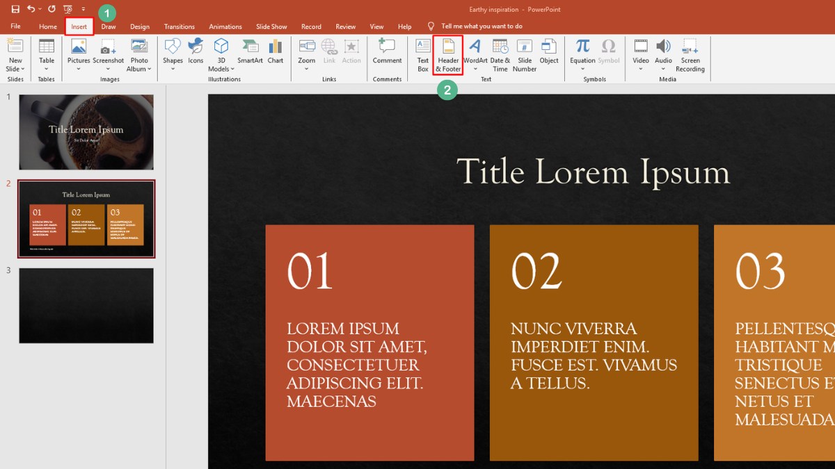 Không thể chỉnh sửa footer trên từng slide