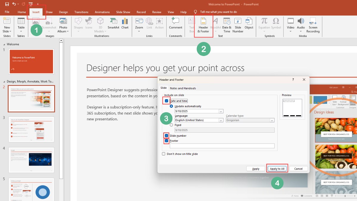 Hướng dẫn chi tiết cách chèn footer trong PowerPoint