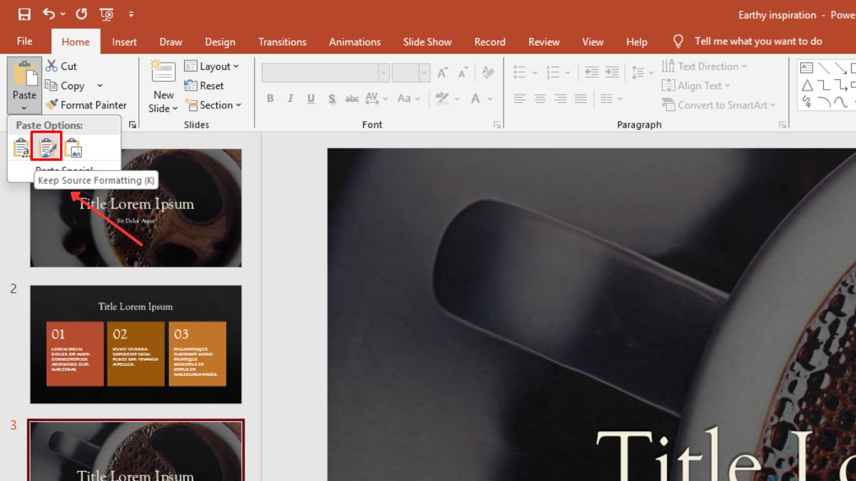 Footer mất định dạng khi copy slide sang file khác