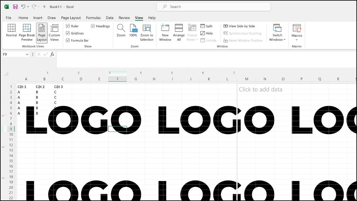 Chèn logo làm watermark trong Excel