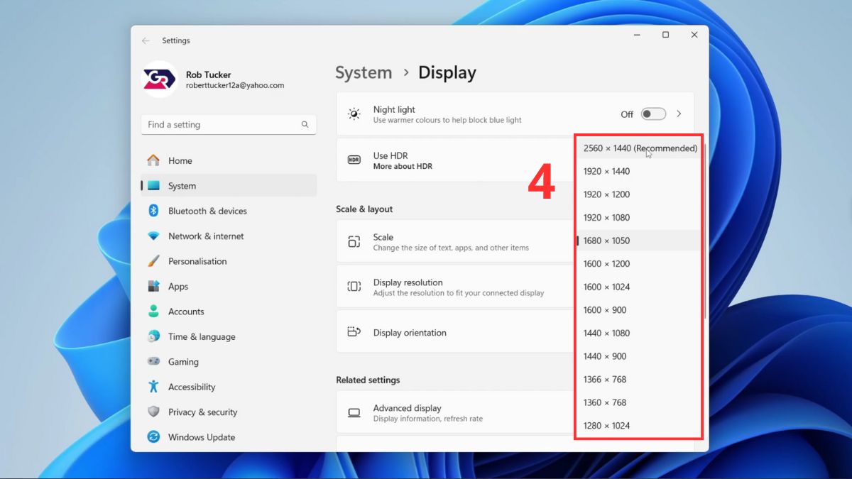 Chỉnh độ phân giải màn hình ngoài cho Windows