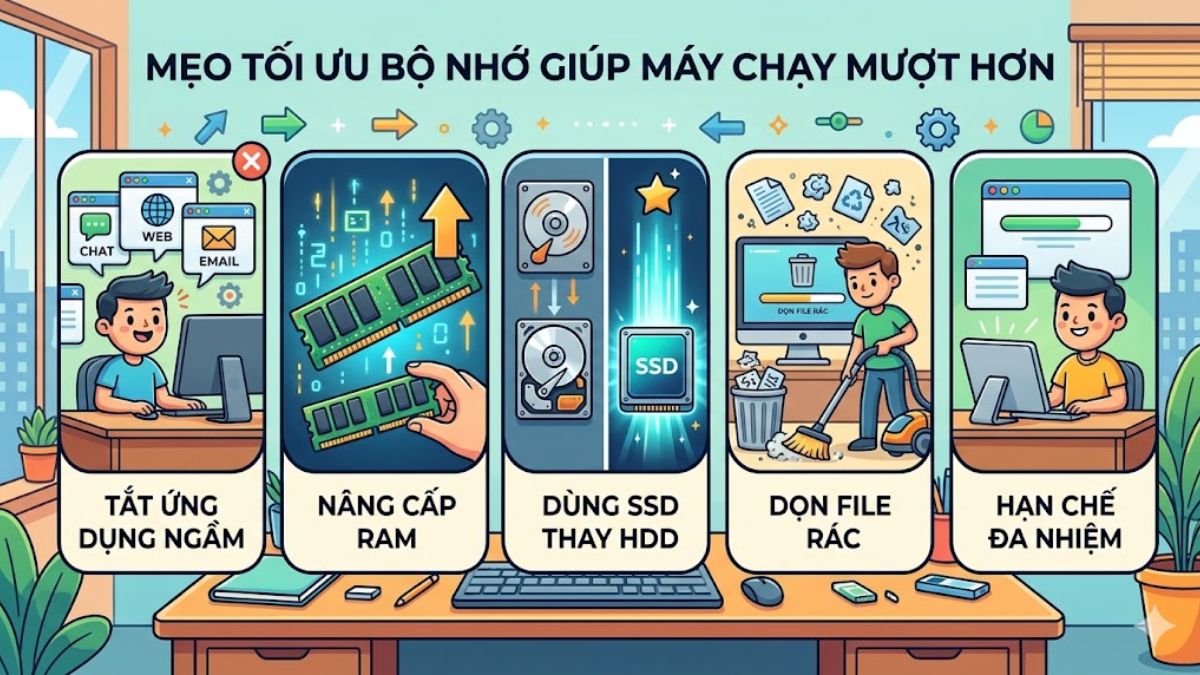 Các mẹo tối ưu bộ nhớ giúp máy chạy mượt hơn