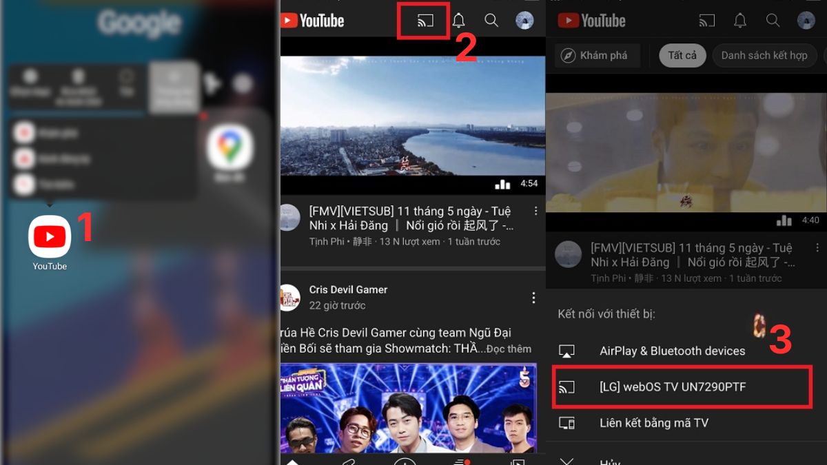 Thao tác cast nội dung lên tivi qua Chromecast