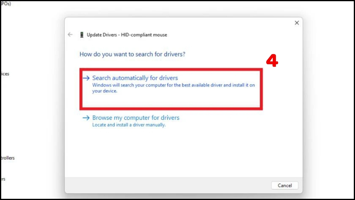 Cập nhật hoặc cài lại driver chuột
