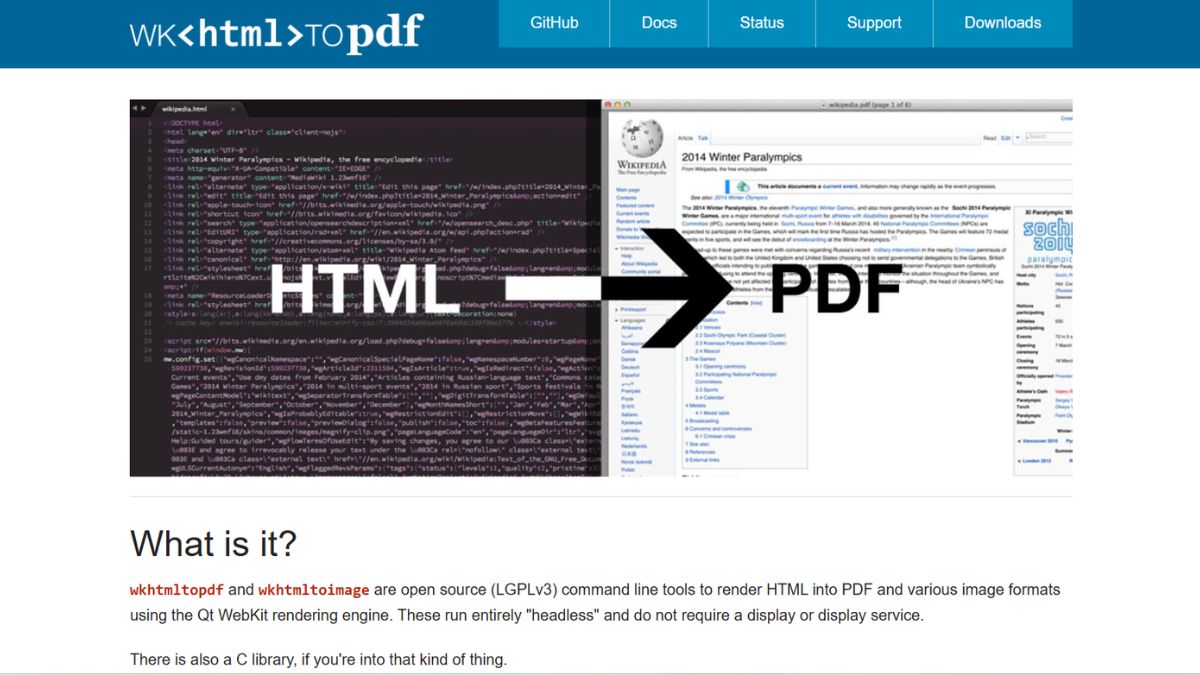 Trang web chuyển HTML sang PDF wkhtmltopdf