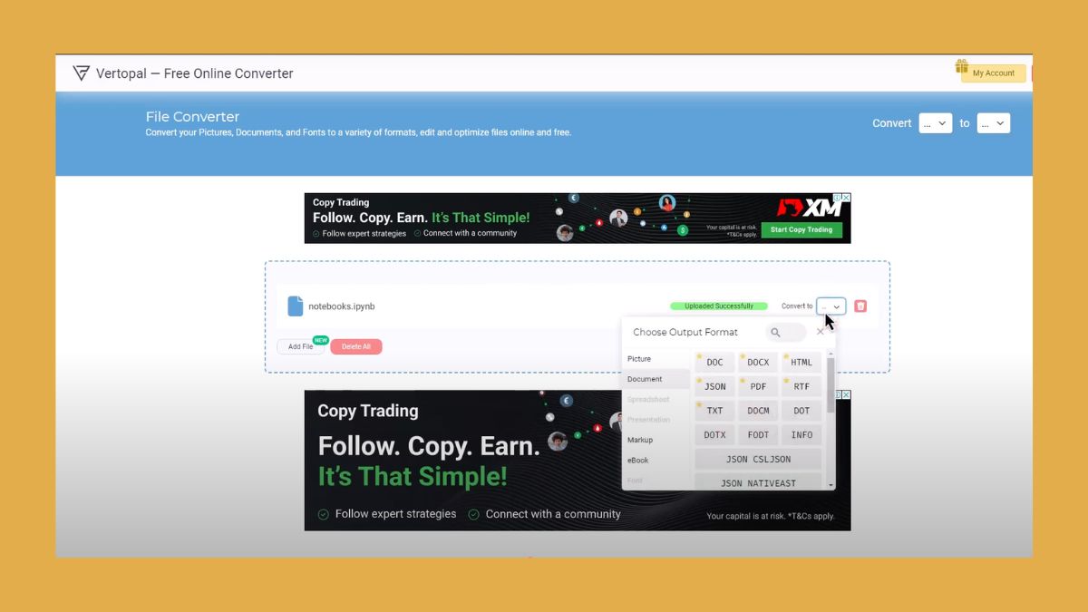 Sử dụng công cụ online để chuyển đổi từ IPYNB sang PDF
