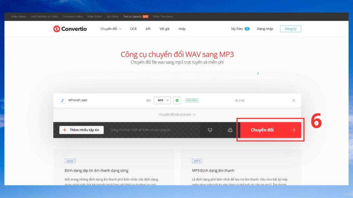 Sử dụng công cụ chuyển đổi WAV sang MP3 online