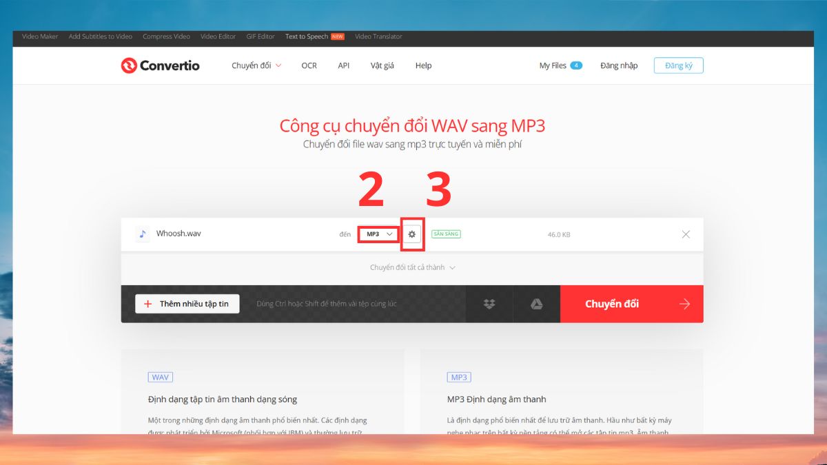 Sử dụng công cụ chuyển đổi WAV sang MP3 online