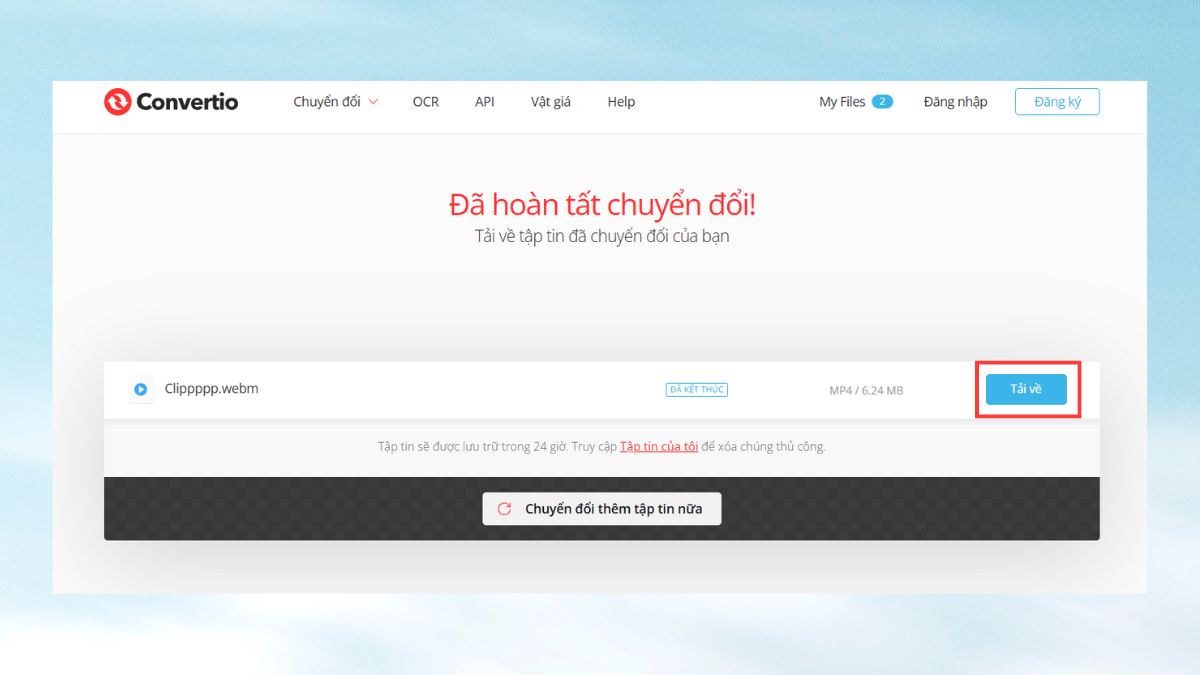 Sử dụng website chuyển đổi WebM sang MP4