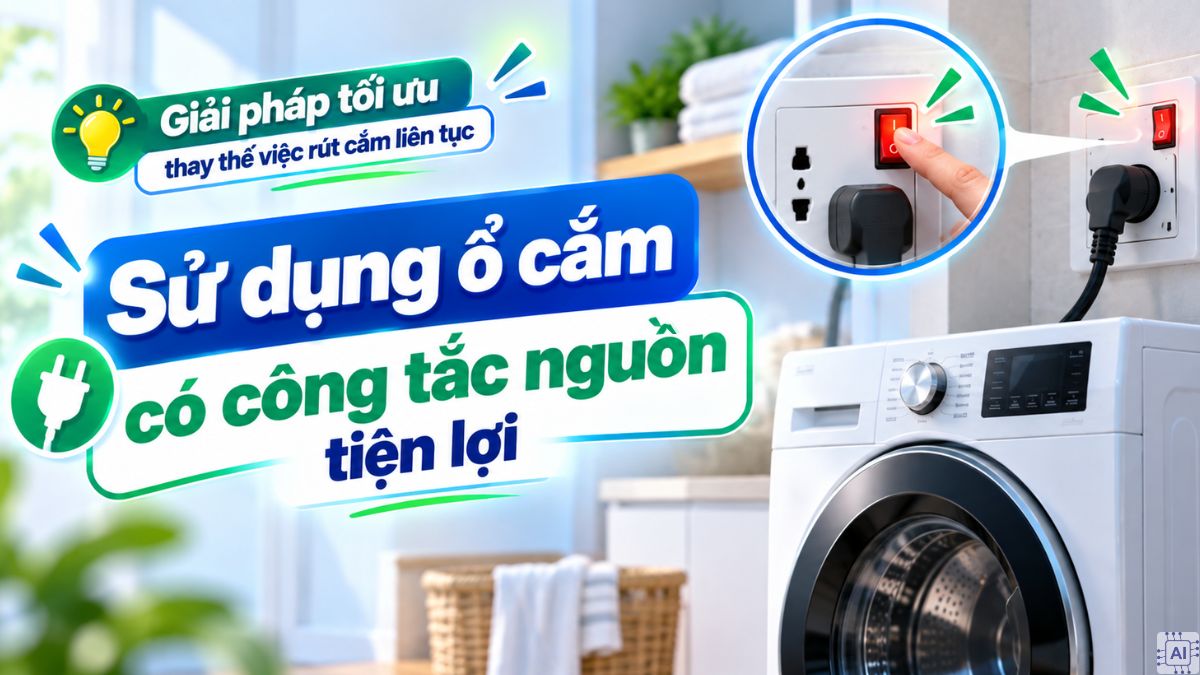 Sử dụng ổ cắm có công tắc nguồn tiện lợi