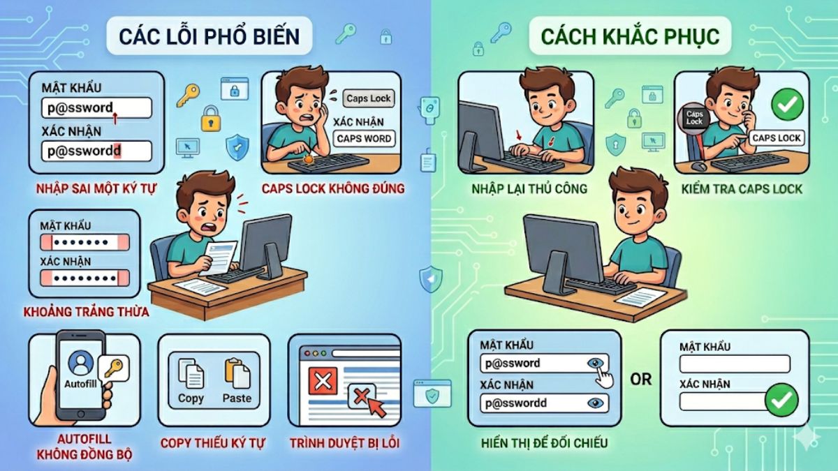Những lỗi thường gặp với confirm password