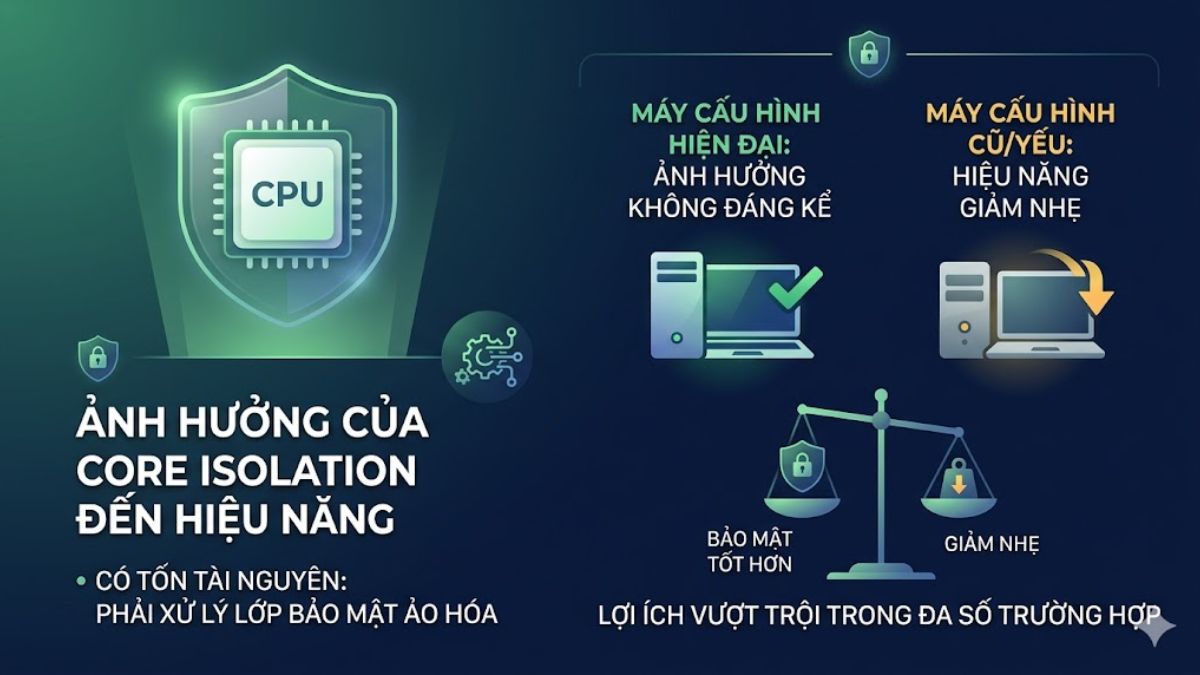 Sự tác động của Core Isolation đến hiệu năng máy tính