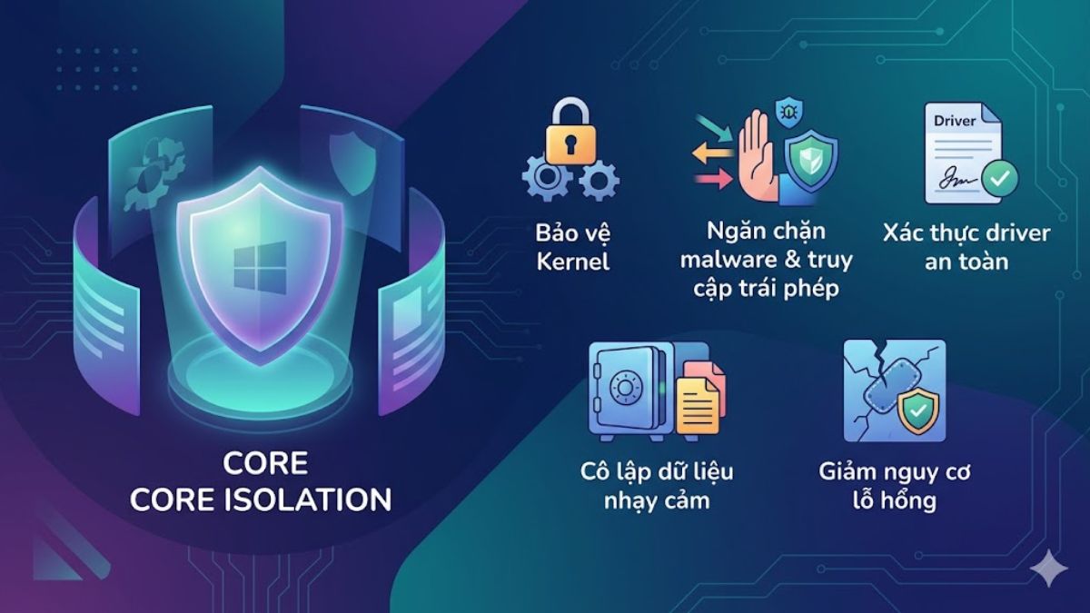 Tác dụng của Core Isolation đối với bảo mật hệ thống Windows