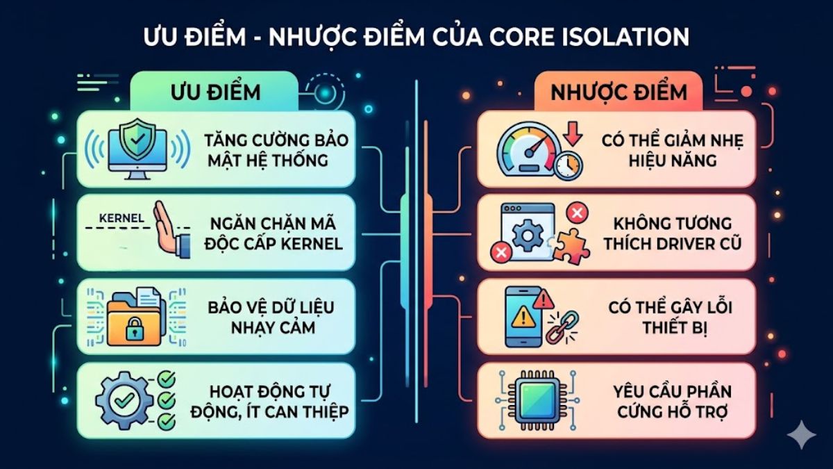 Ưu điểm - nhược điểm của Core Isolation