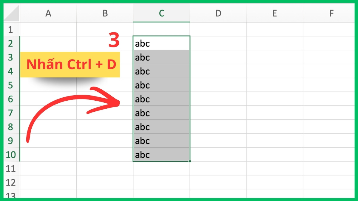 Ctrl + D trong Excel
