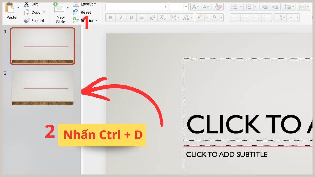 Ctrl + D trong PowerPoint