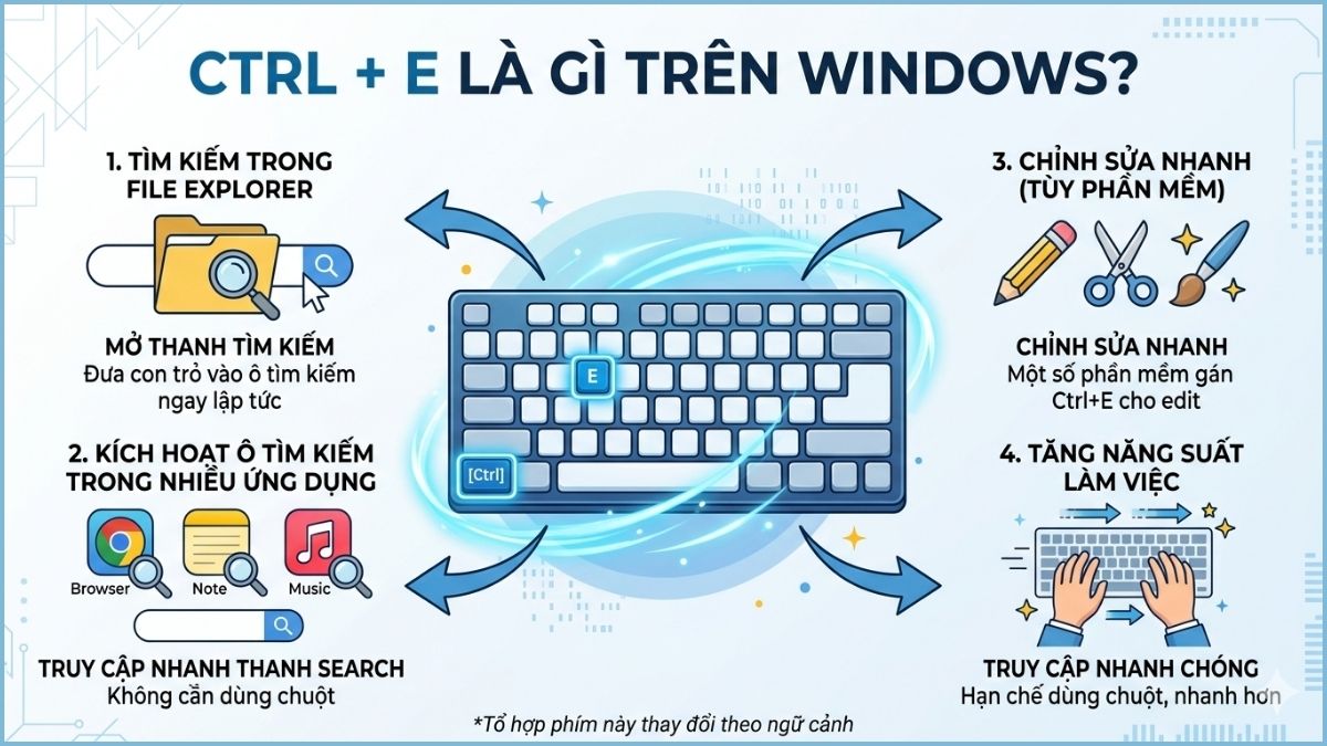Ctrl + E là gì trong Windows?