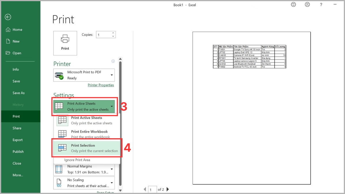 Cách in current page trên Microsoft Excel