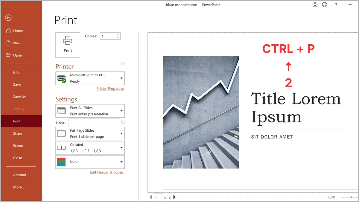 Cách in current page trên Microsoft PowerPoint