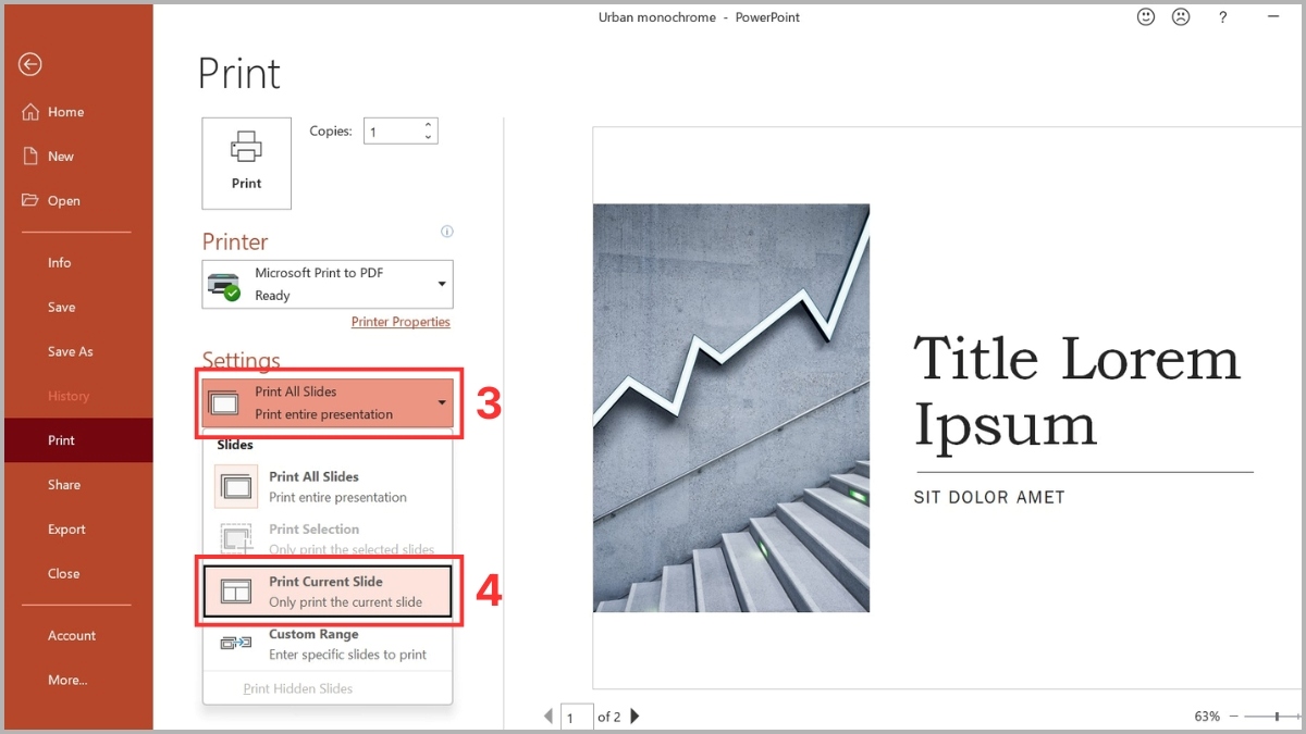 Cách in current page trên Microsoft PowerPoint