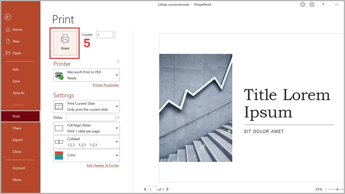 Cách in current page trên Microsoft PowerPoint