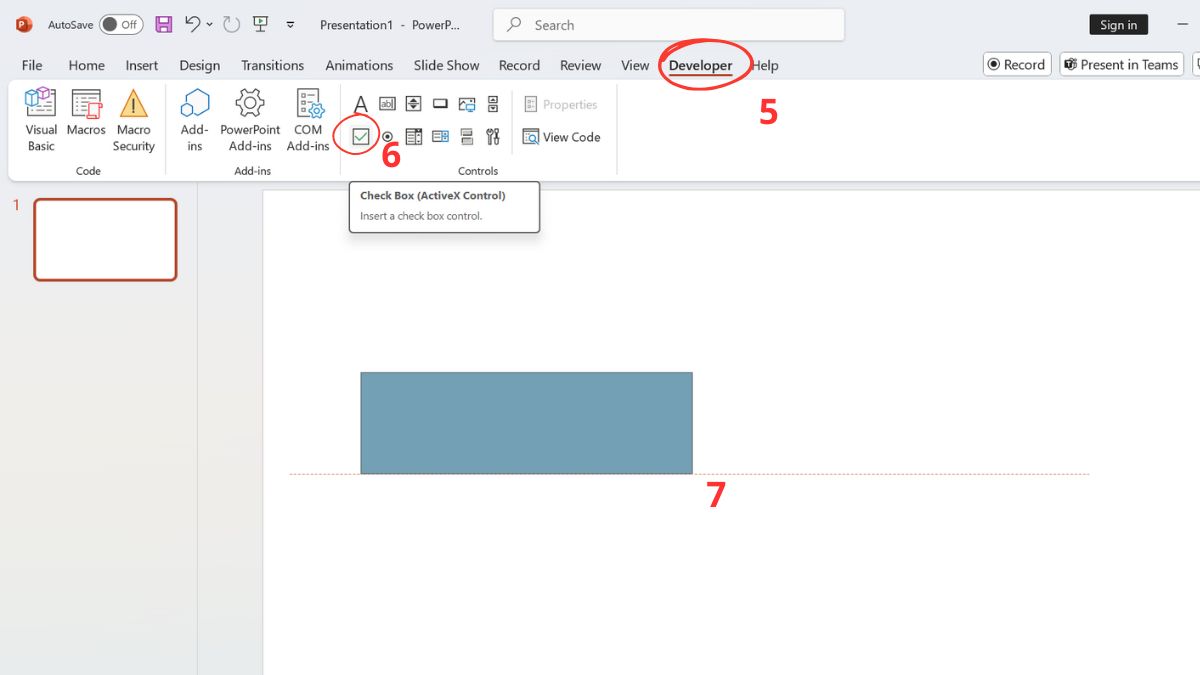 Sử dụng Interactive Checkbox để tạo dấu tick