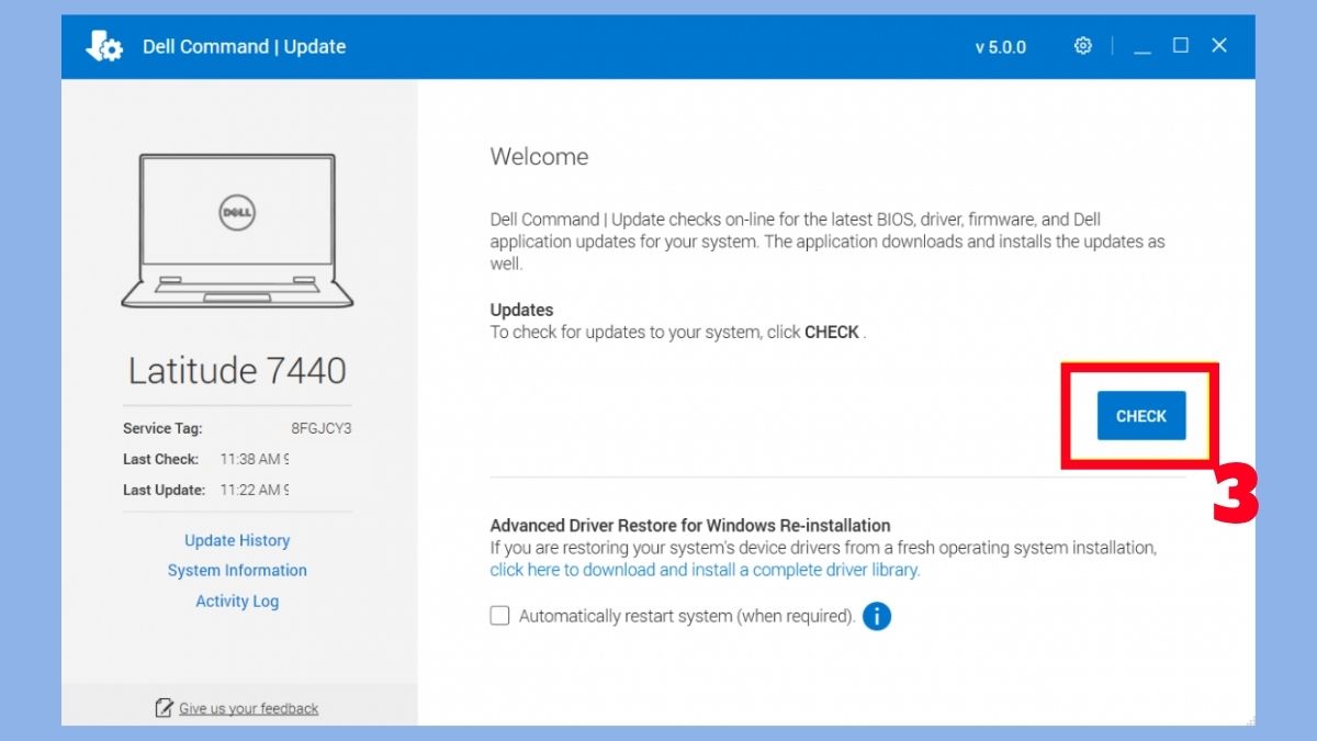 Dell Command Update Quét và cài bản cập nhật