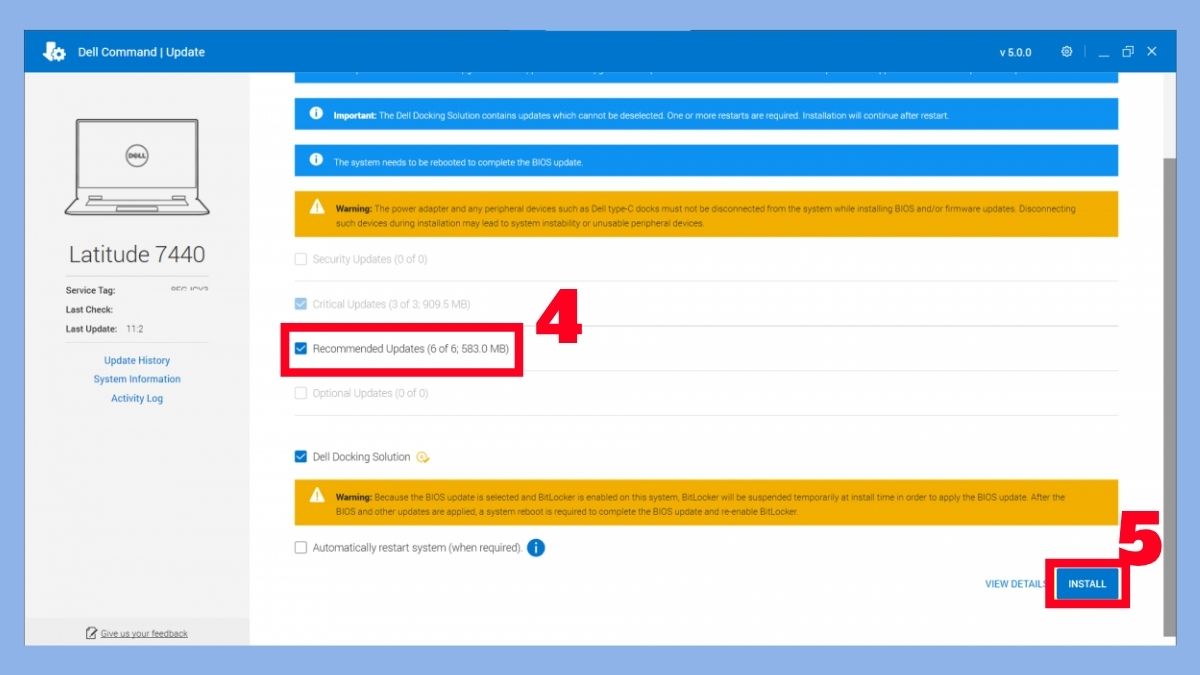 Dell Command Update Quét và cài bản cập nhật