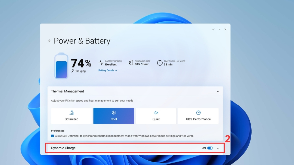 Thiết lập sạc pin cho laptop với Dell Optimizer