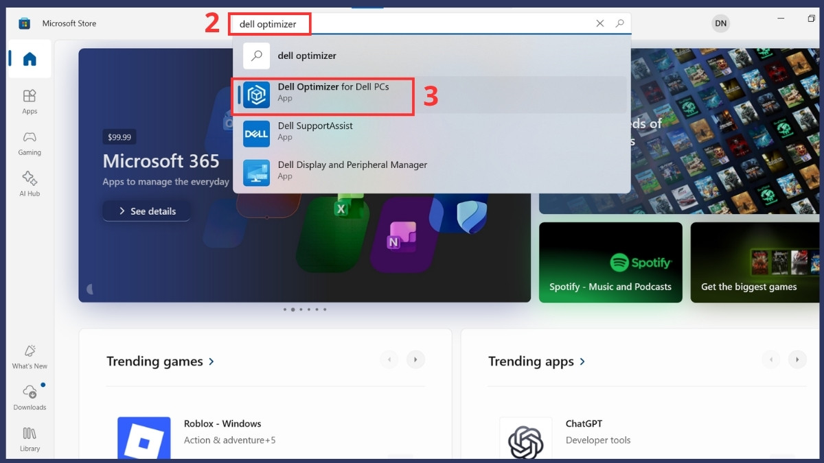 Tải phần mềm Dell Optimizer thông qua Microsoft Store chính thức