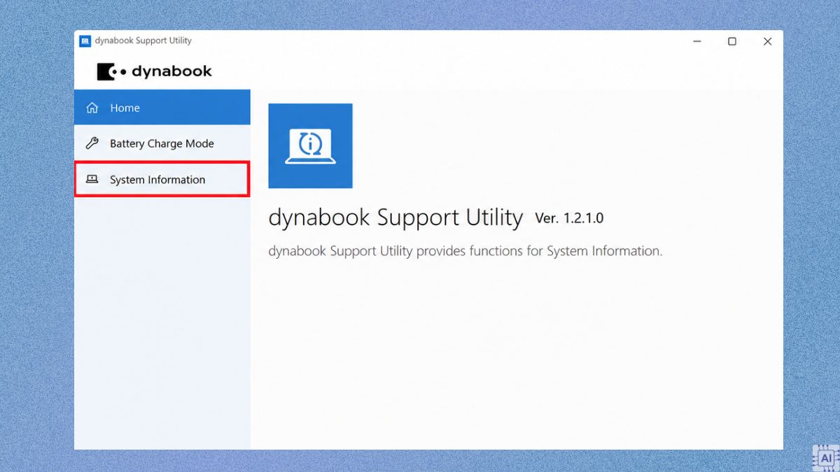 Kiểm tra thông tin phần cứng máy tính bằng Dynabook Support Utility
