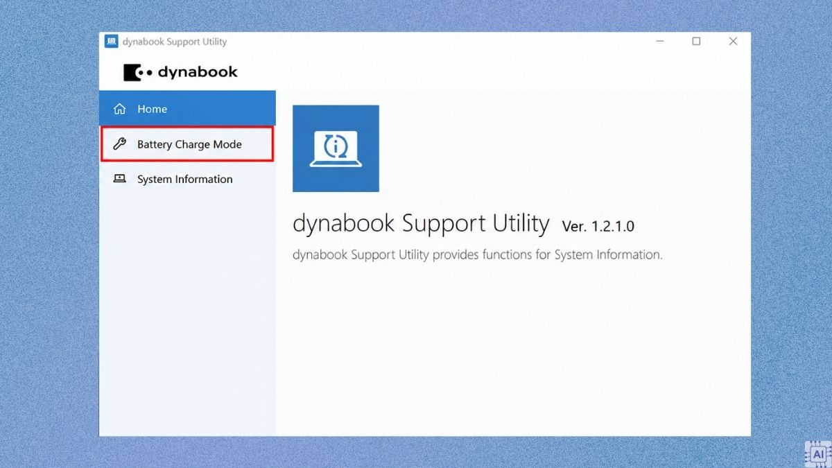 Chế độ sạc pin cho laptop với Dynabook Support Utility