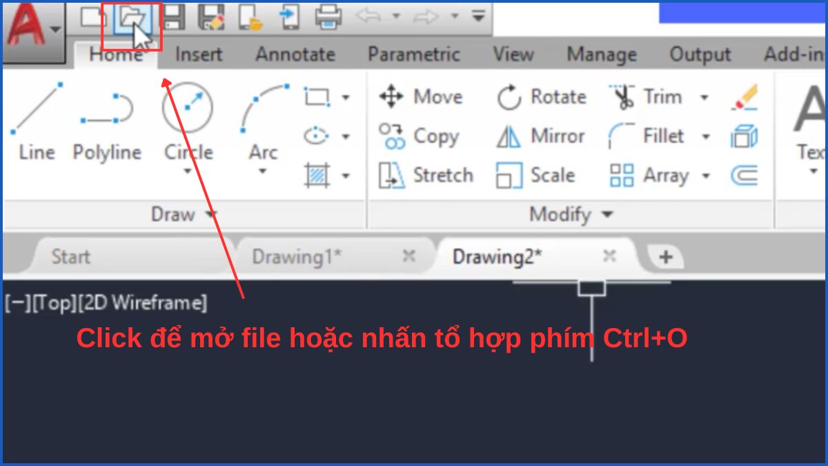 Mở file DWG bằng AutoCAD