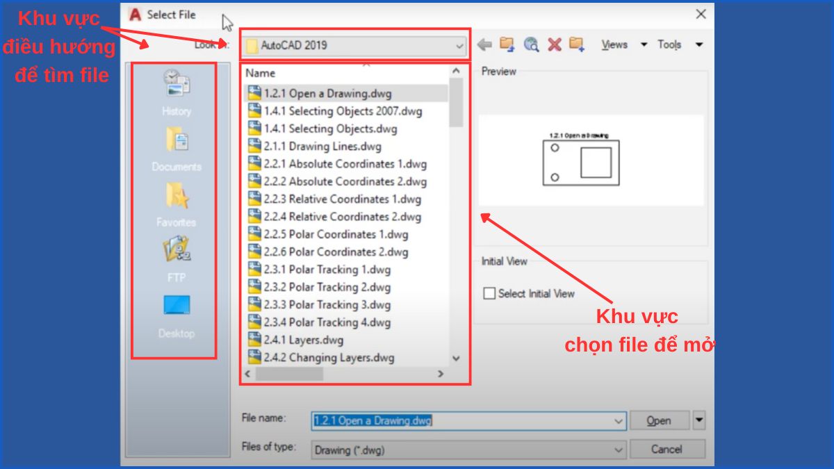 Mở file DWG bằng AutoCAD