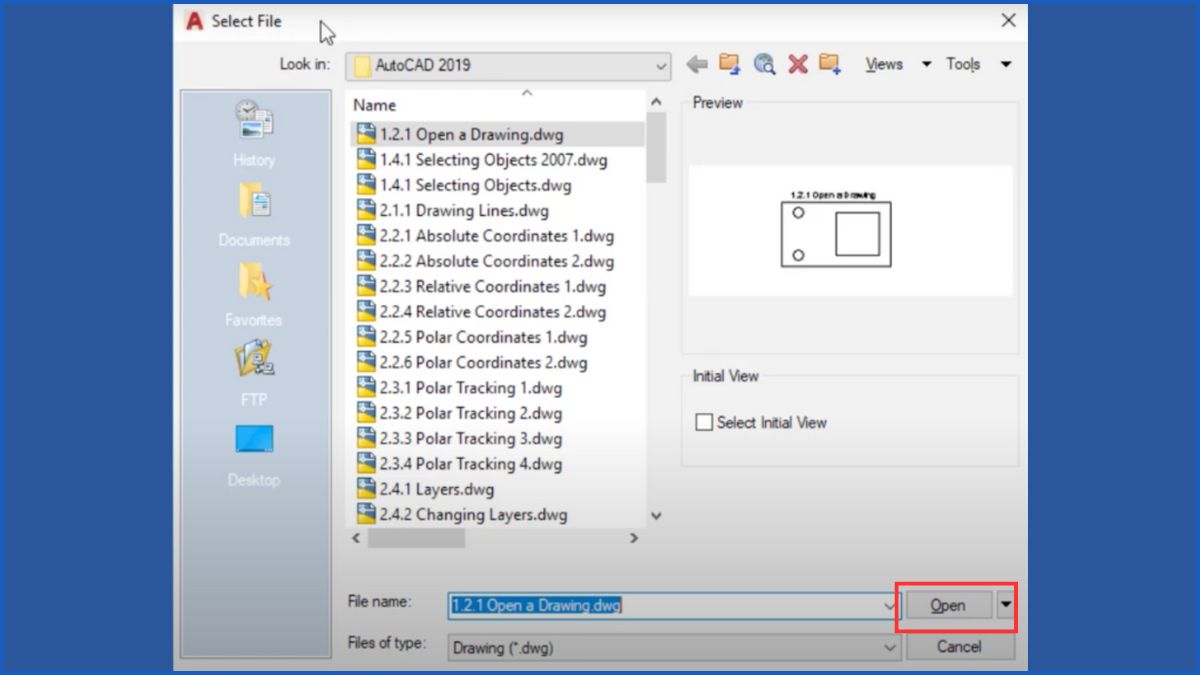Mở file DWG bằng AutoCAD