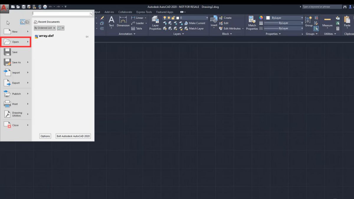 Sử dụng phần mềm AutoCAD để mở file DXF