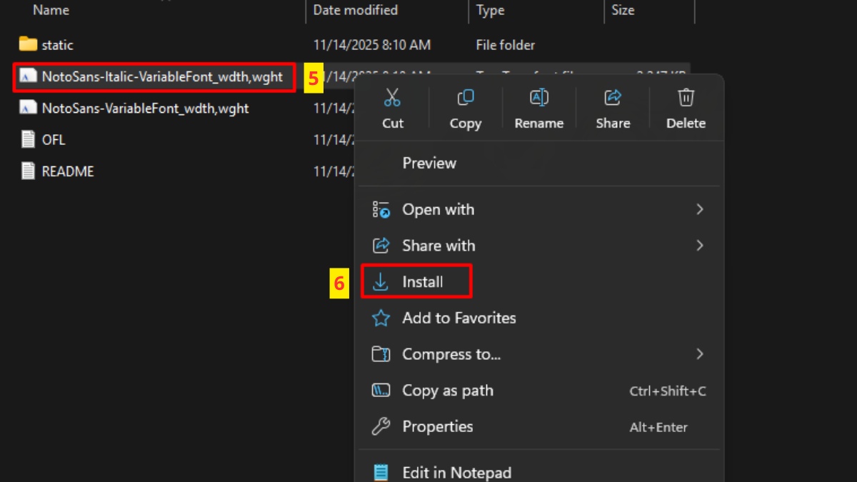 Cách cài font bằng file TTF trên Windows