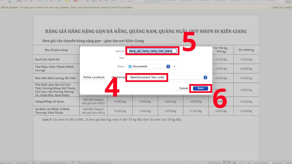 Cách lưu file Word dưới dạng ODT trực tiếp