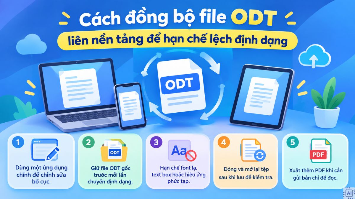 Cách đồng bộ file ODT liên nền tảng để hạn chế lệch định dạng