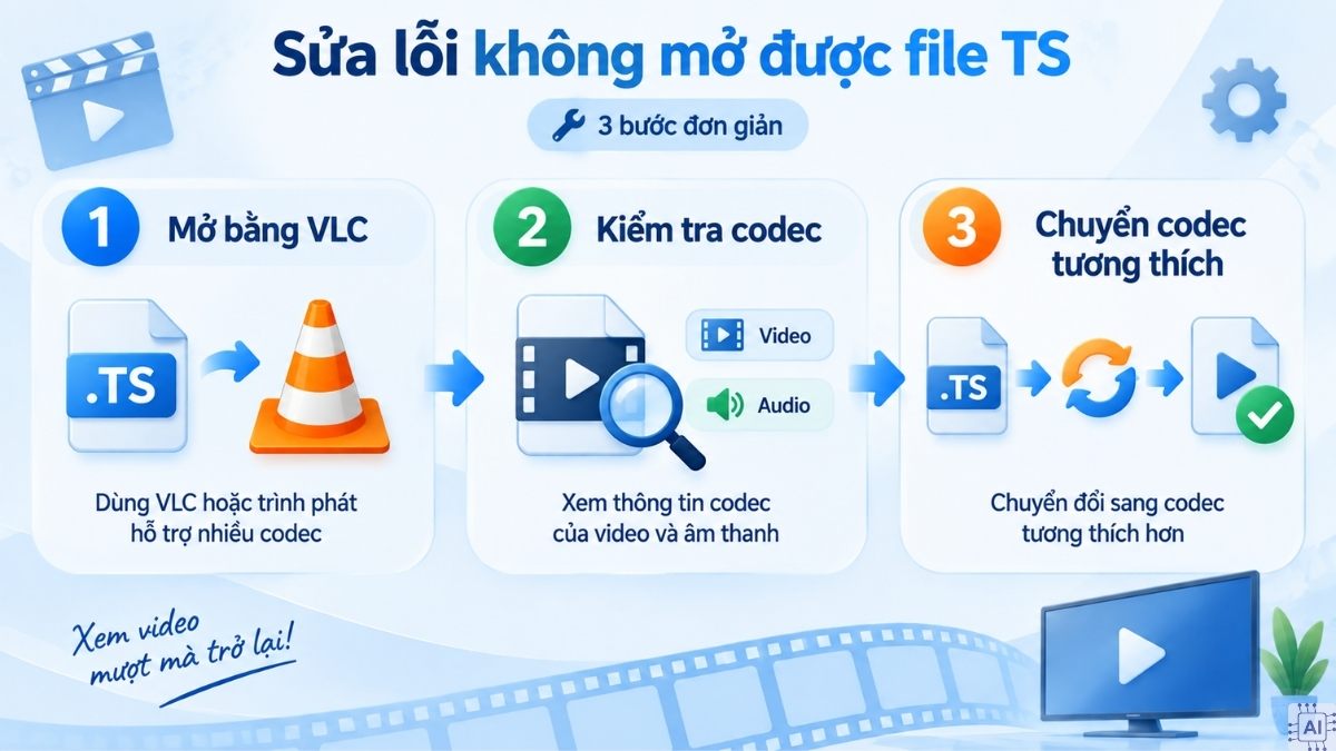 Lỗi do thiếu codec không mở được file video  TS
