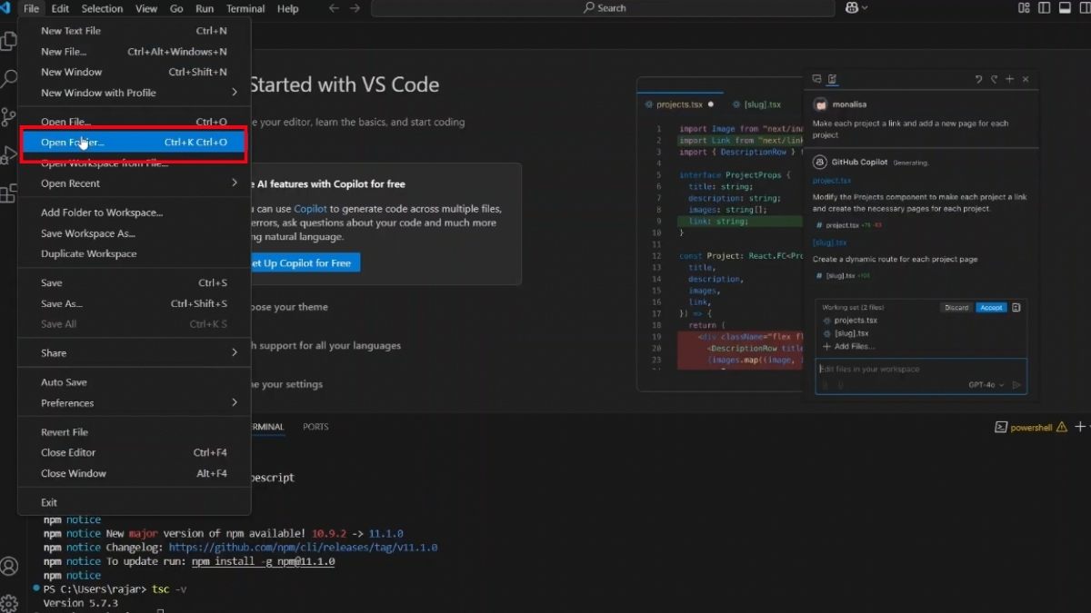 Làm việc với file .ts bằng VS Code