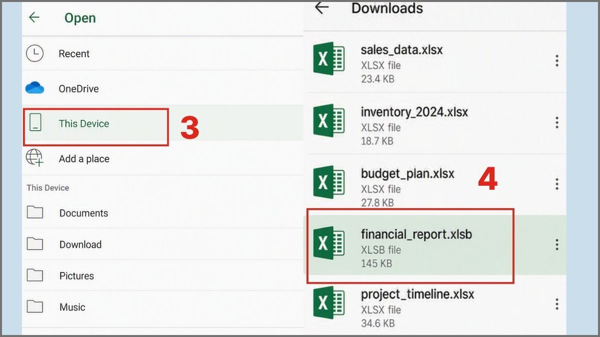 Cách mở file XLSB trên điện thoại Android