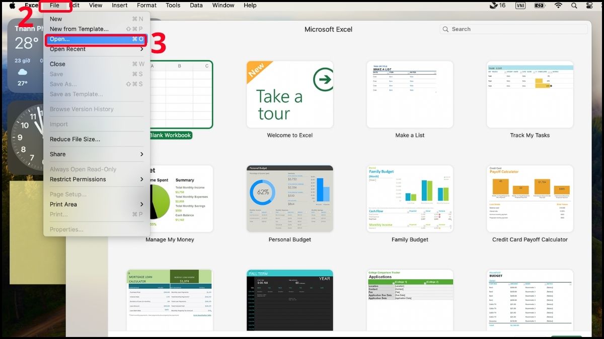 Cách mở file XLSM bằng Excel trên macOS